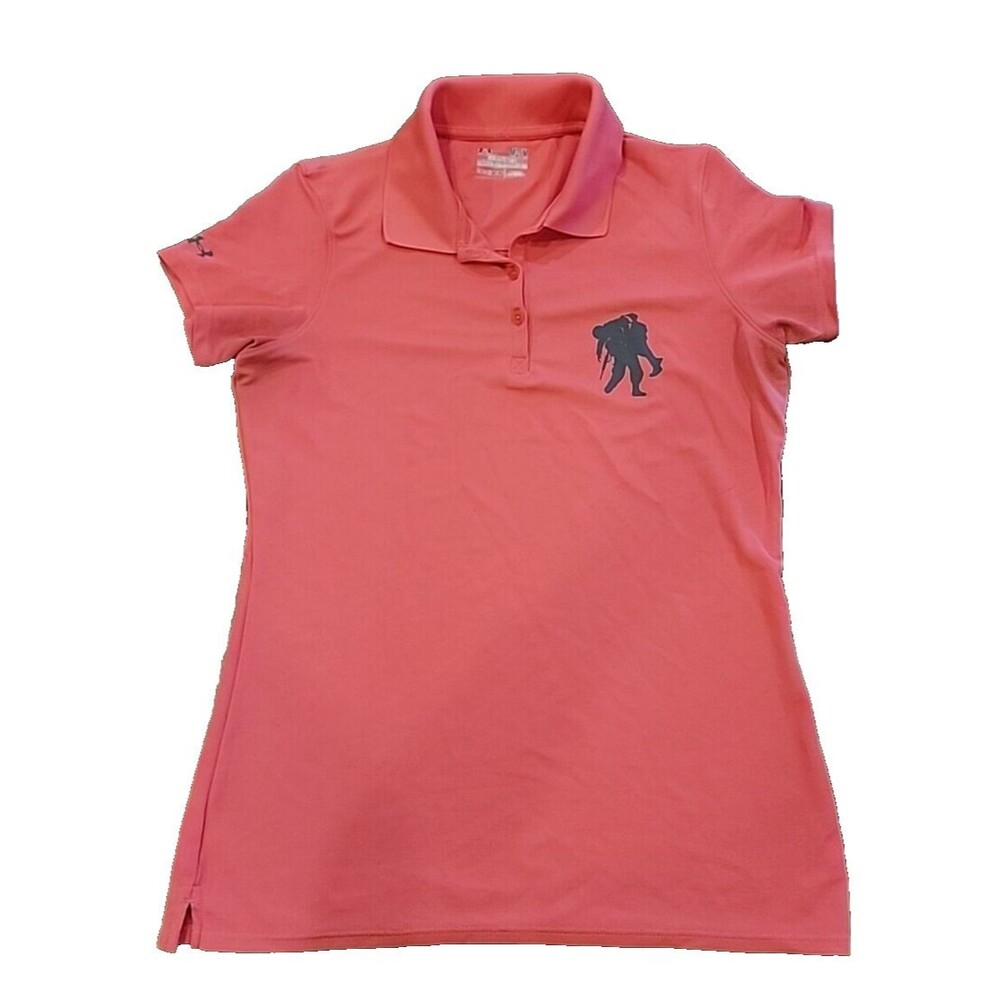 Under Armour Wounded Warrior Project Polo Shirt Womens MD Hot Pink Logo Stretch